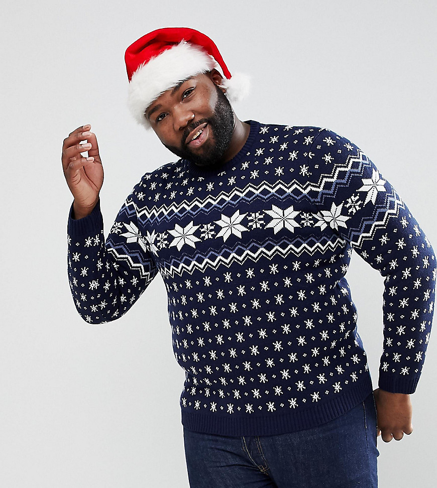 ASOS PLUS Holidays Sweater With Snowflake Design-Multi