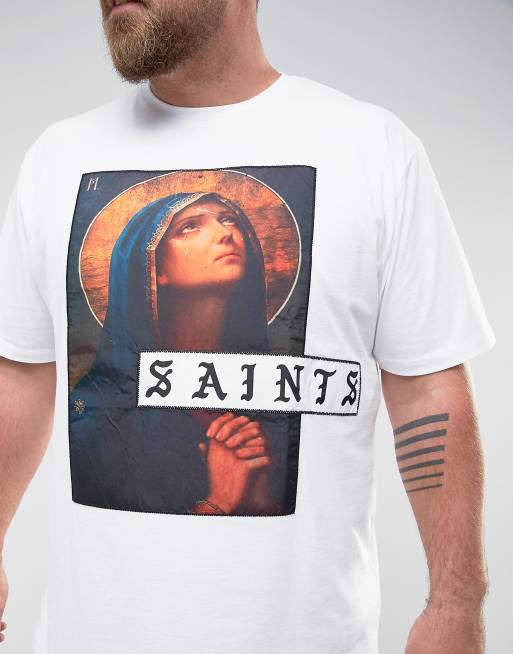 ASOS PLUS Longline T-Shirt With Saints Printed Patch, 3 von 4