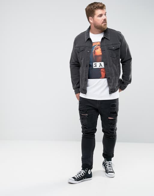 ASOS PLUS Longline T-Shirt With Saints Printed Patch, 4 von 4