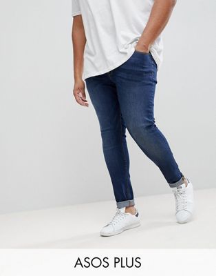 ASOS PLUS – Mörka extreme superskinny jeans-Blå