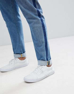 ASOS PLUS Skinny Jeans In Mid Wash Blue With Side Stripe