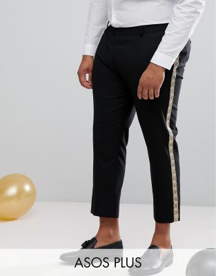 mens black pants with gold stripe