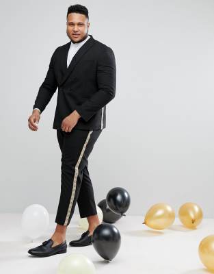 mens black pants with gold stripe