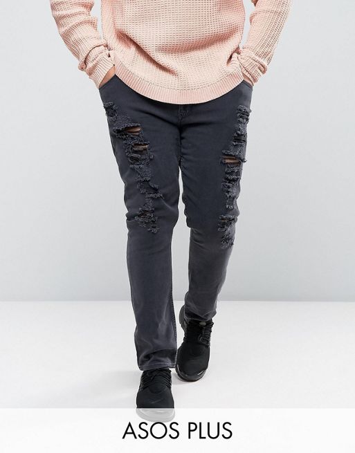 Asos Plus Super Skinny Jeans With Extreme Rips Asos 