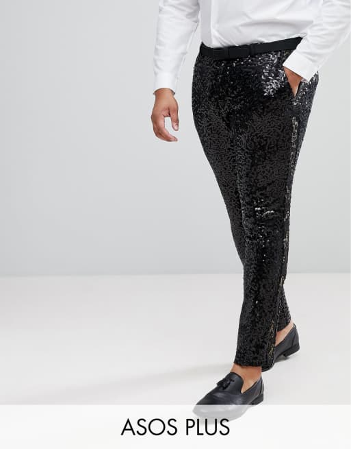 ASOS PLUS - Abito super skinny nero con paillettes e bordi oro, 3 di 3