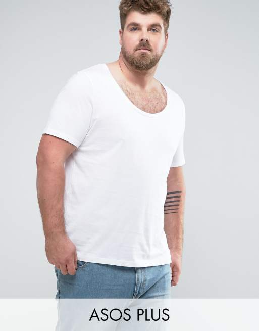 ASOS - PLUS - T-shirt met lage ronde hals in wit