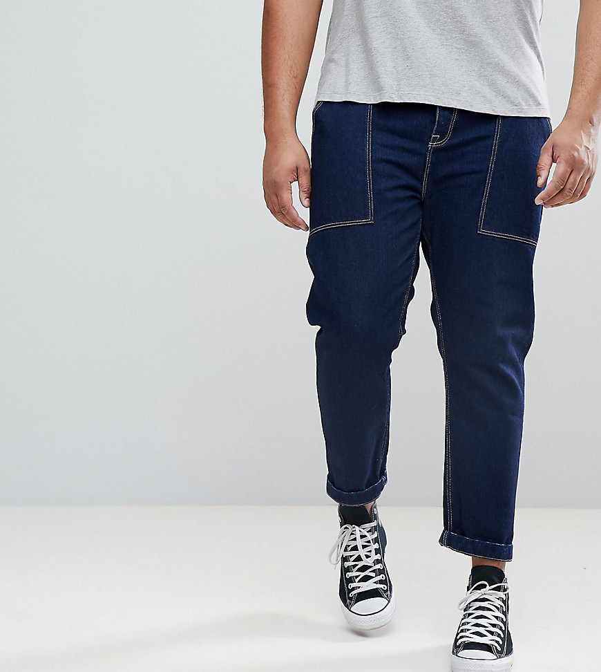 ASOS PLUS Tapered Jeans In Cotton-Blue