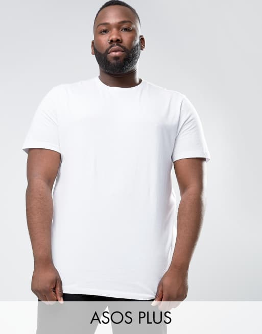 ASOS PLUS – Vit t-shirt i longline-modell