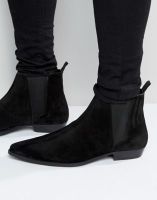 Pointed Chelsea Boots Black Suede | ASOS