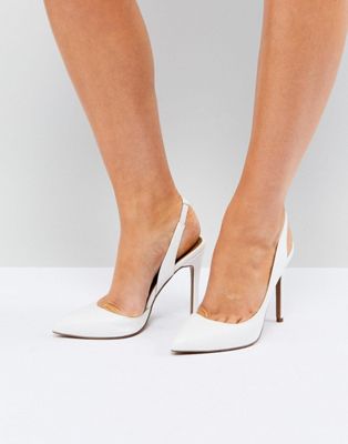 white pointed slingback heels