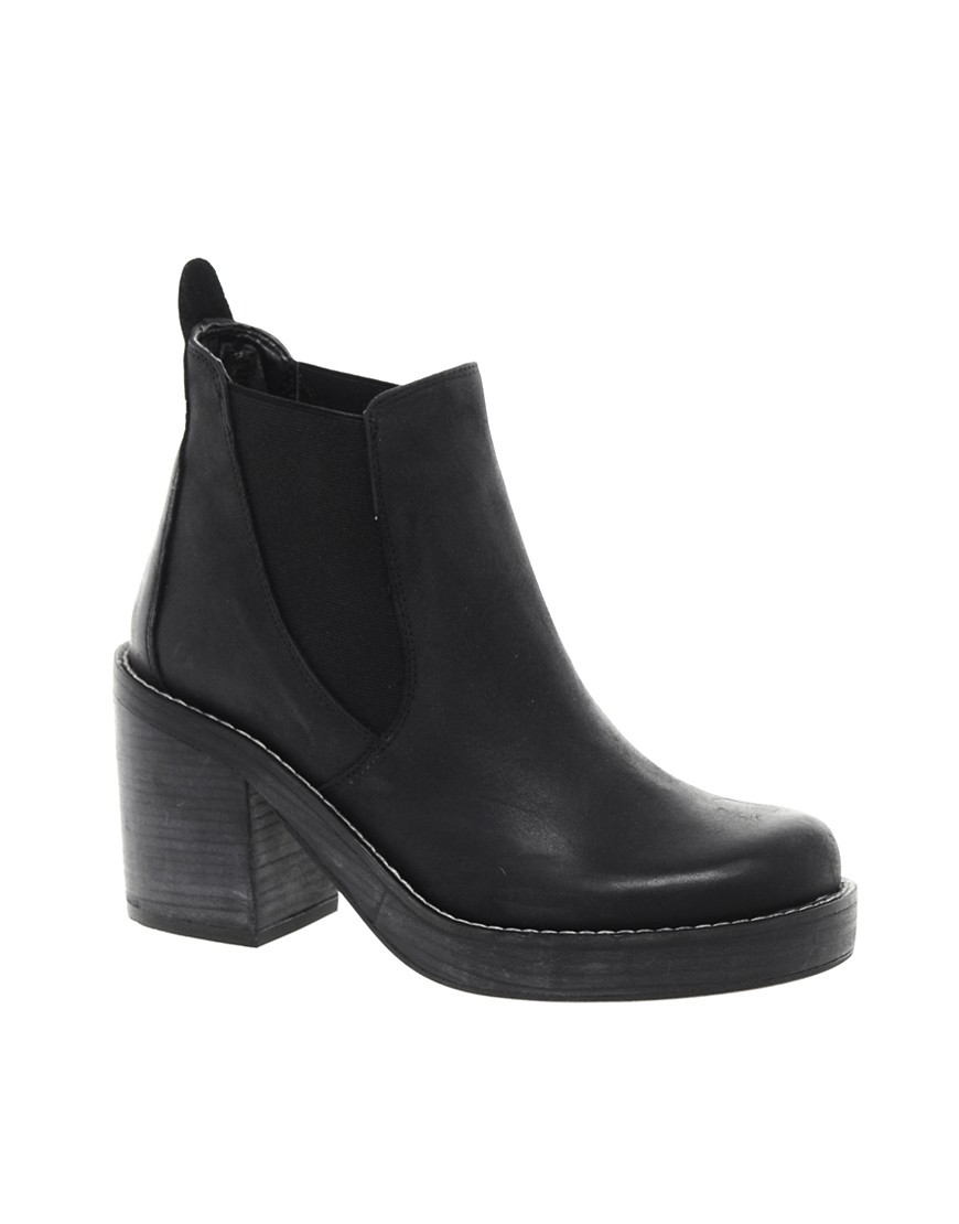 ASOS PREMIUM ABOVE ALL Leather Chelsea Ankle Boots-Black