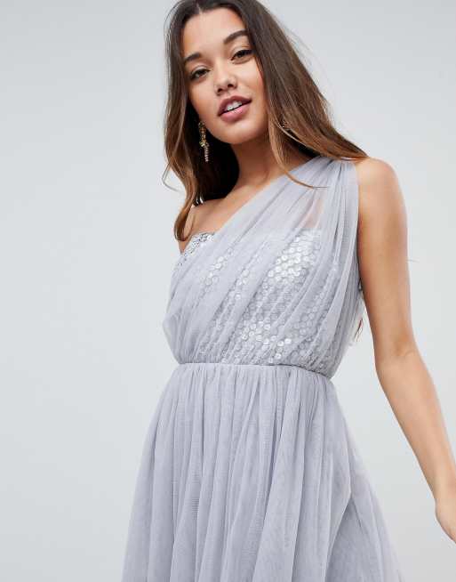 Asos premium tulle one shoulder hot sale maxi dress