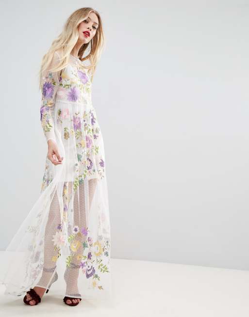 Embroidered discount mesh gown