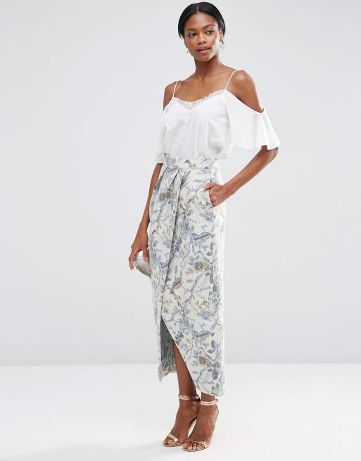 White jacquard maxi skirt store