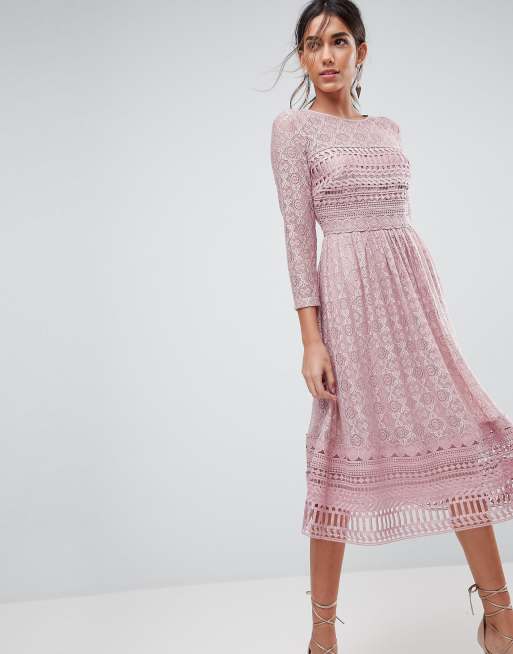 Asos Premium Lace Midi Skater Dress Asos