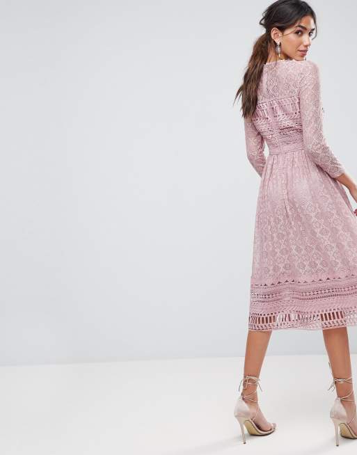 Asos pink best sale lace dress