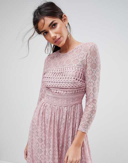 Asos design lace outlet midi skater dress