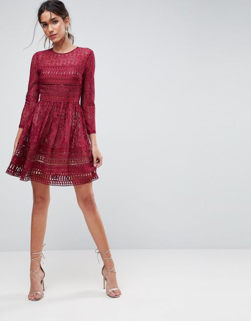 Lace mini shop skater dress