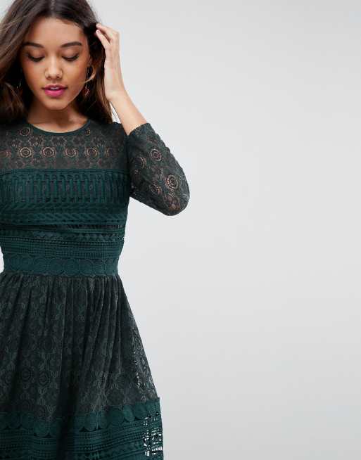 Asos premium lace midi skater cheap dress