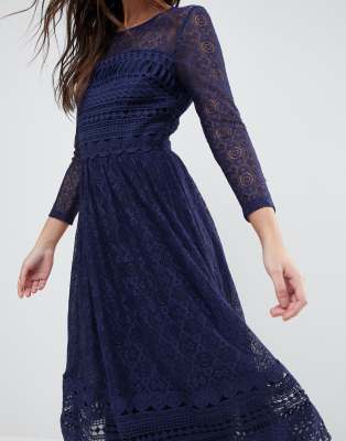 asos premium lace midi skater dress