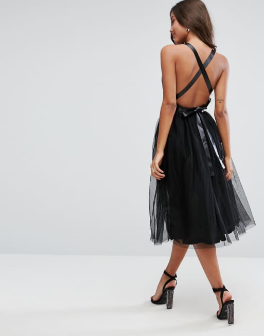 Asos premium tulle maxi best sale prom dress with ribbon ties