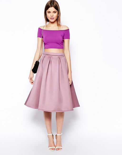 ASOS | ASOS Premium Prom Midi Skirt In Bonded Satin
