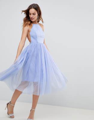 Asos design premium scuba pinny midi hot sale tulle dress