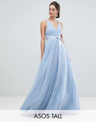 Premium tulle maxi prom dress with store ribbon ties