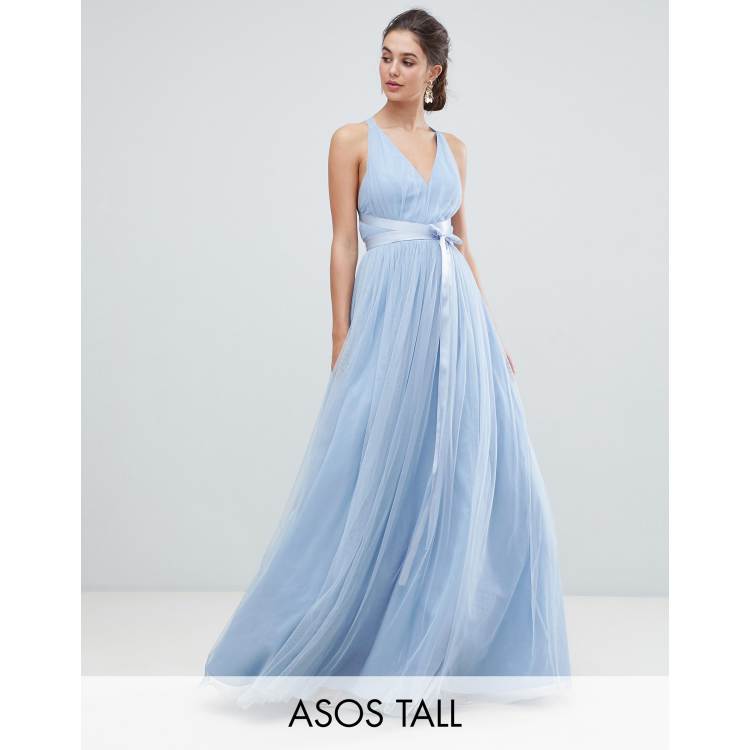 Asos premium tulle maxi prom dress with ribbon ties online