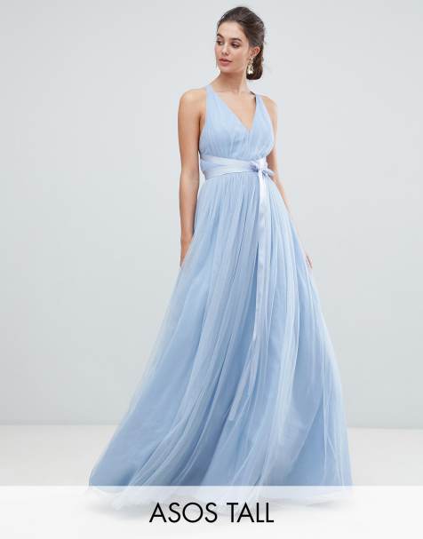 ASOS PREMIUM Tall Tulle Maxi Prom Dress With Ribbon Ties