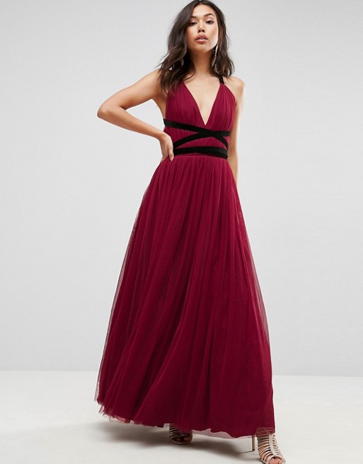 ASOS | ASOS PREMIUM Tulle Maxi Prom Dress With Velvet Ties