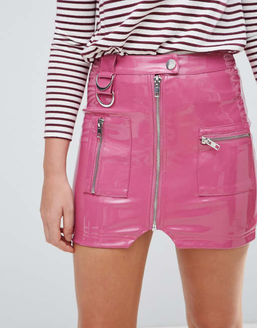 Pink vinyl hotsell skirt asos