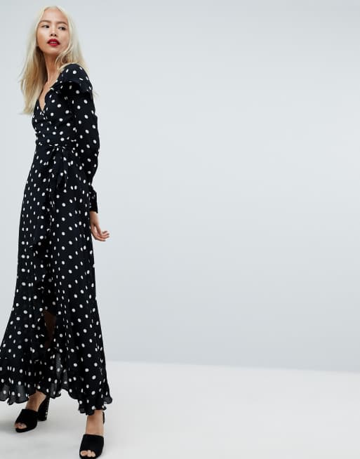 ASOS – Prickig maxiklänning med volang och öppen rygg, 4 av 4