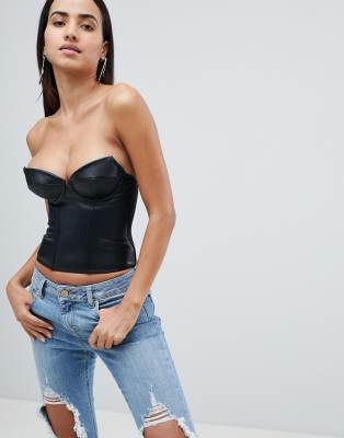 leather corset top asos