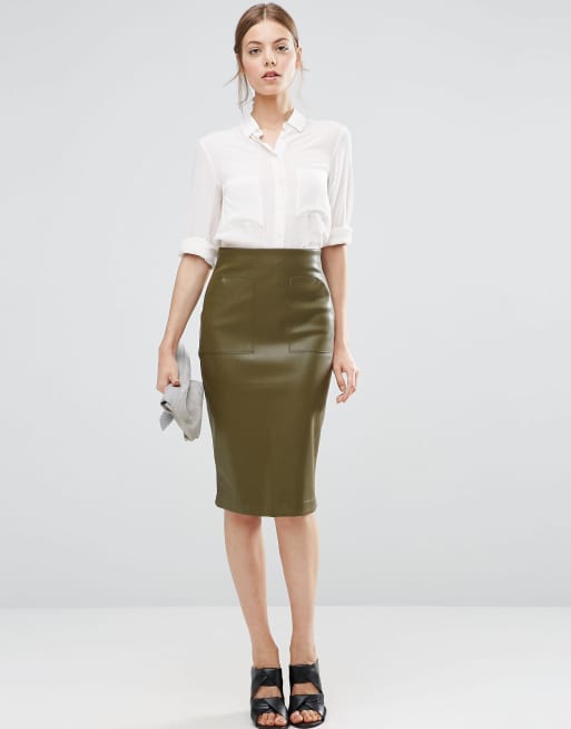 ASOS PU Pencil Skirt with Pocket Detail | ASOS