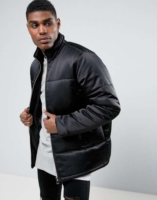 Black puffer coat with gold outlet zipper