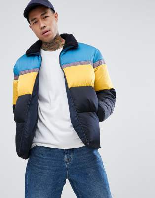 block color puffer jacket