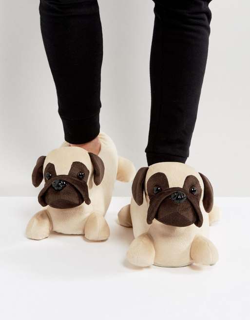 Ladies best sale pug slippers