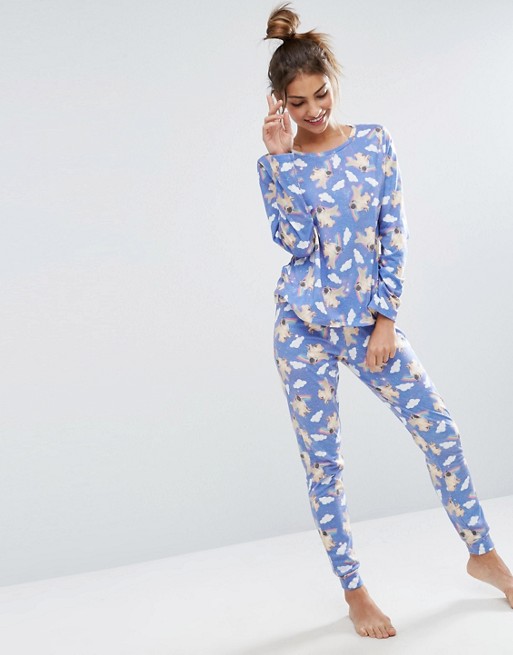 ASOS | ASOS Pugicorn Long Sleeve Tee & Legging Pyjama Set