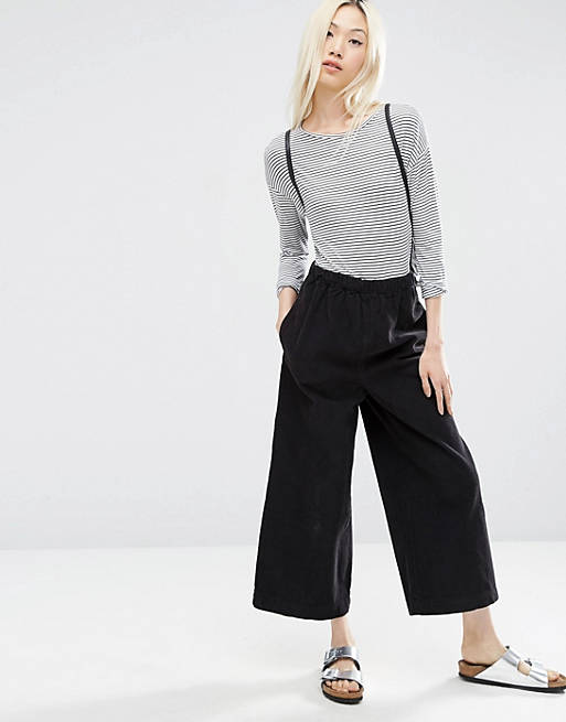 ASOS Pull-On Wide Leg Pants in Charcoal Cord