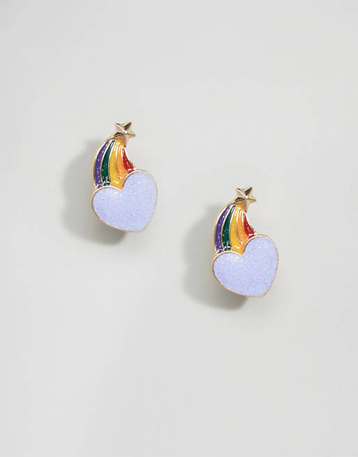ASOS Rainbow Heart Star Stud Earrings