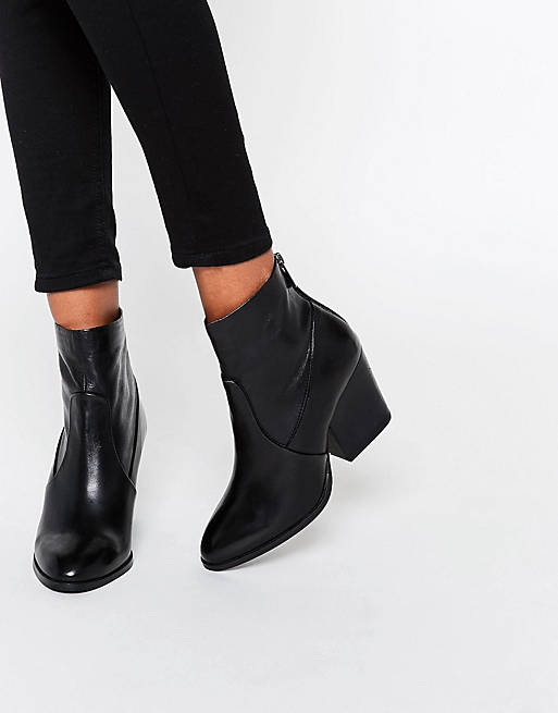 ASOS RAYA Leather Heeled Ankle Boots