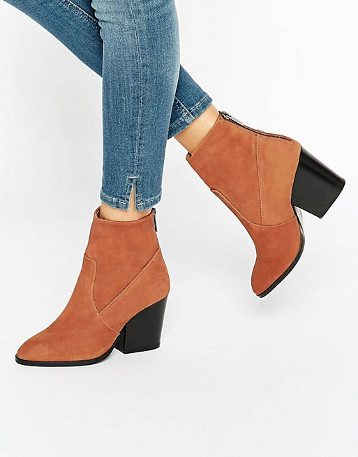 ASOS RAYA Leather Heeled Ankle Boots