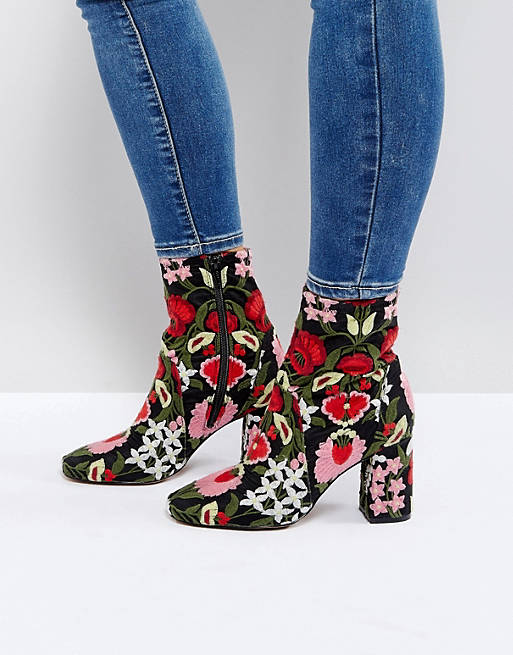 ASOS REBEKA Embroidered Ankle Boots