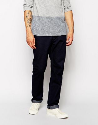 ASOS - Rechte jeans met donkere wassing-Blauw