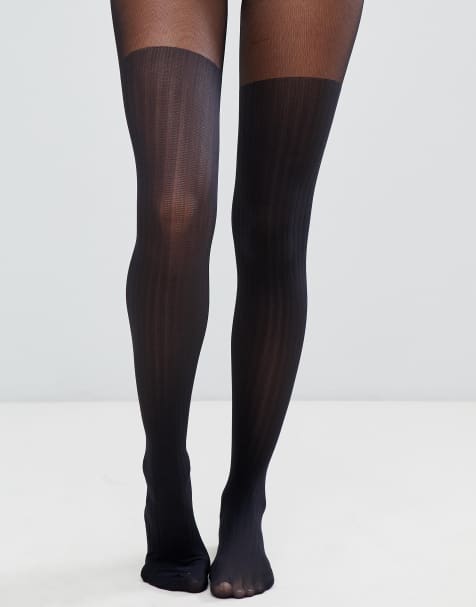 ASOS – Recycelte, gerippte Overknee-Strumpfhosen