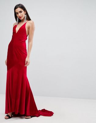 red velvet strappy dress