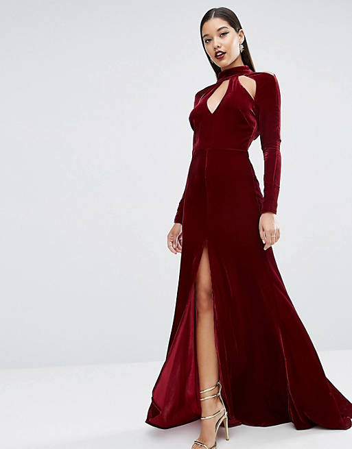 ASOS RED CARPET Velvet Keyhole Fishtail Maxi Dress | ASOS