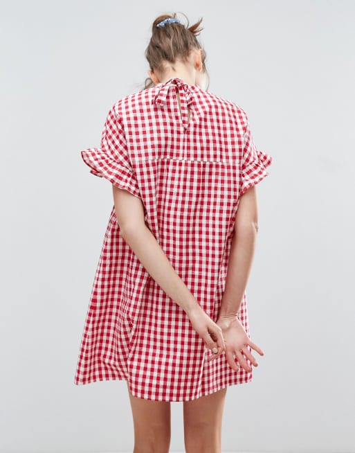 ASOS Red Gingham Smock Dress