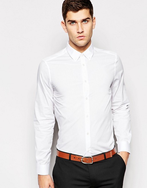 ASOS | ASOS Regular Fit White Shirt With Button Down Collar With Long ...
